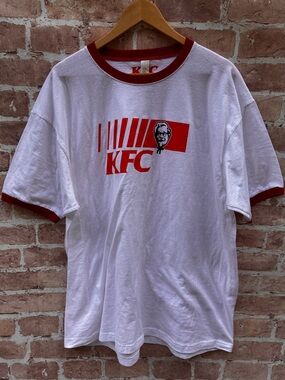 Men’s XXL KFC White & Red Logo Ringer Tee Casual Shirt
